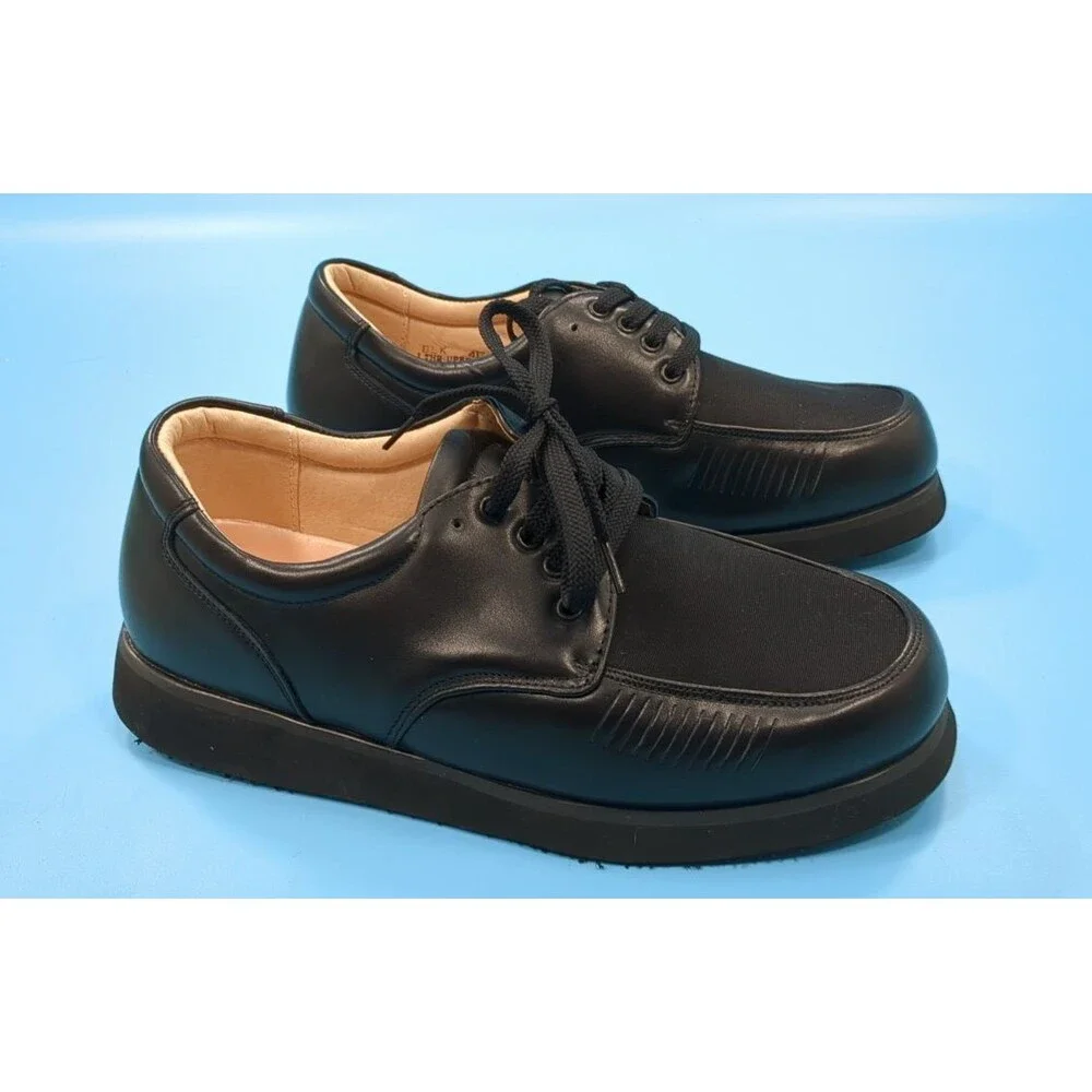 Mt. Emey Men’s Black Leather Lace Up Comfort Walking Shoes Size 10 1/2 4E